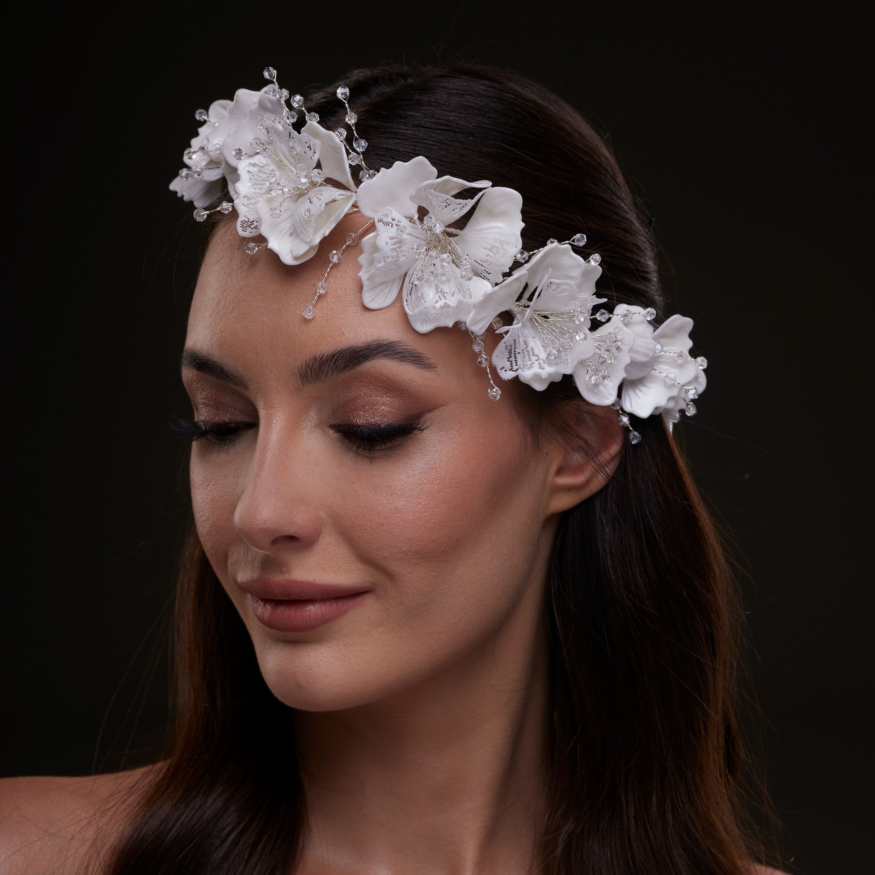 White Orchid Hair Vine - Glamourous Grace
