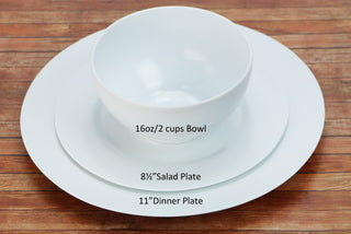 6pc Melamine Salad Plate Set, White