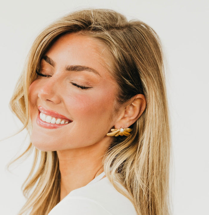 Whitney Winged Floral Earring - WATERPROOF - Glamourous Grace