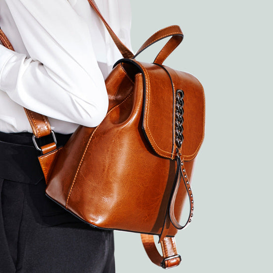 Women's Top Grain Leather Backpack, Leather Rucksack for Women, Lady Backpack Stylish Casual Backpack