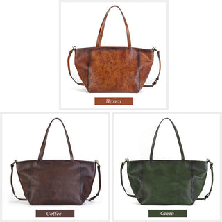 Womens Large Leather Tote Bag Retro Leather Shoulder Bag Shopping Tote Bag
