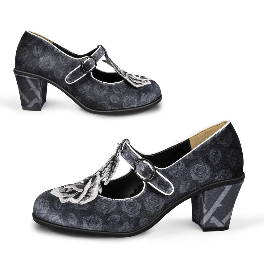 Black Tudor Women's Mary Jane Mid Heels - Glamourous Grace