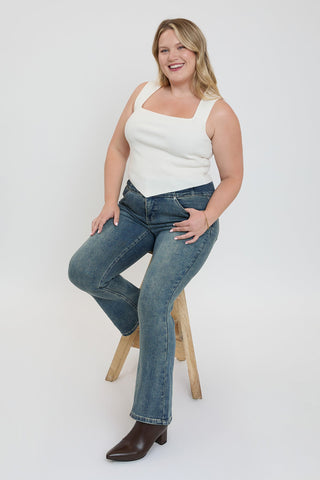 Women's Plus 3-Button Premium Stretch Bootcut Jeans - Glamourous Grace
