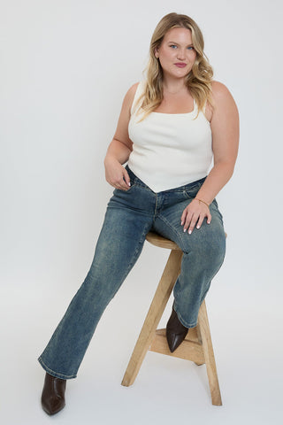 Women's Plus 3-Button Premium Stretch Bootcut Jeans - Glamourous Grace