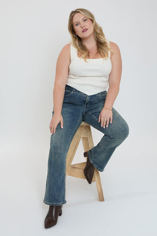 Women's Plus 3-Button Premium Stretch Bootcut Jeans - Glamourous Grace