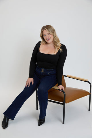 Women's Plus 3-Button Premium Stretch Bootcut Jeans - Glamourous Grace