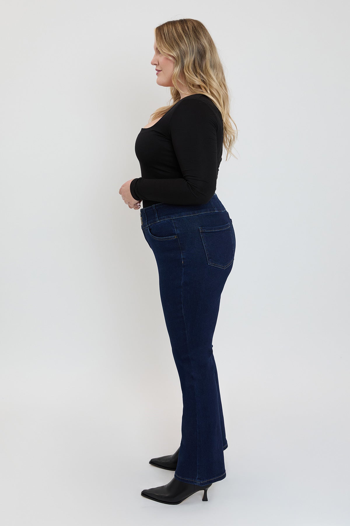 Women's Plus 3-Button Premium Stretch Bootcut Jeans - Glamourous Grace