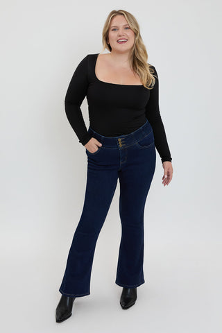 Women's Plus 3-Button Premium Stretch Bootcut Jeans - Glamourous Grace