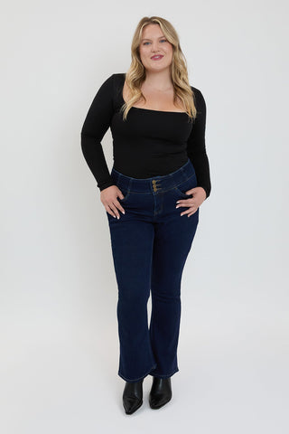 Women's Plus 3-Button Premium Stretch Bootcut Jeans - Glamourous Grace