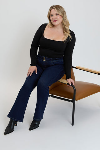 Women's Plus 3-Button Premium Stretch Bootcut Jeans - Glamourous Grace