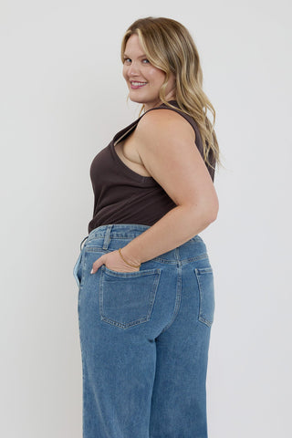 Women's Plus Front Seam Wide Leg Jeans