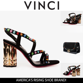 The Caris Black Block Heel Spike Leather Women Sandal Final Sale! - Glamourous Grace