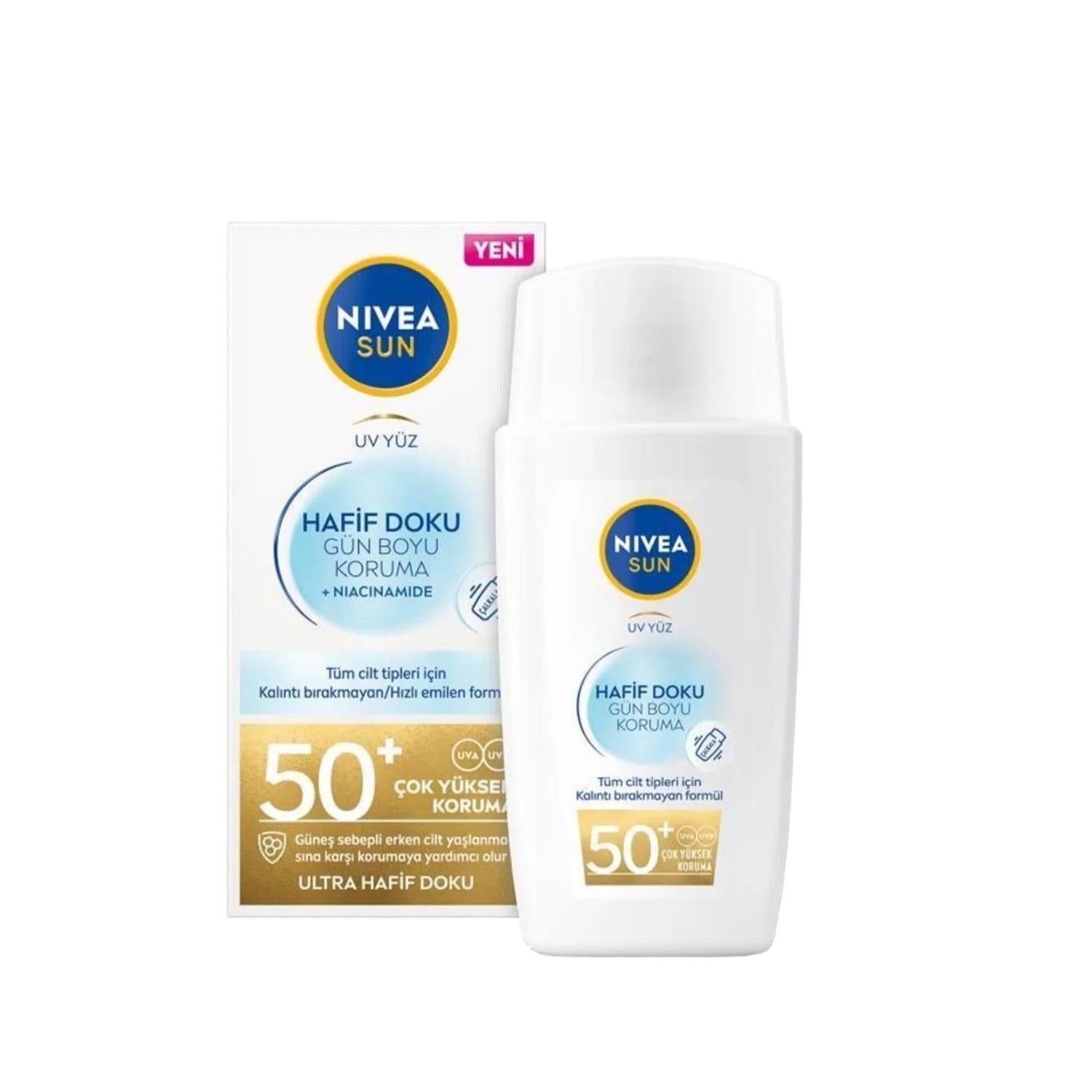 Nivea SPF50+ Lightweight Sunscreen Face Cream for Daily UV Protection - 1.35 fl oz - Glamourous Grace