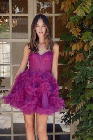 Nox Anabel Y859 Dress Strapless Sweetheart A-Line Ruffled Skirt - Glamourous Grace