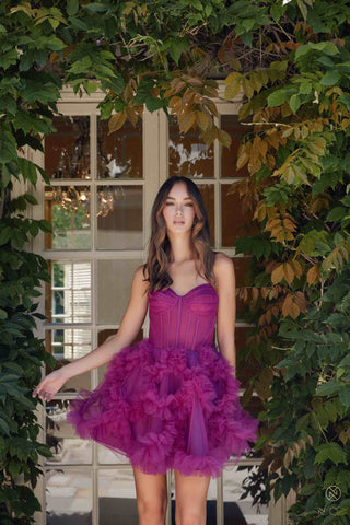 Nox Anabel Y859 Dress Strapless Sweetheart A-Line Ruffled Skirt - Glamourous Grace
