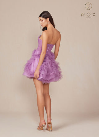 Nox Anabel Y859 Dress Strapless Sweetheart A-Line Ruffled Skirt - Glamourous Grace