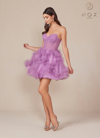 Nox Anabel Y859 Dress Strapless Sweetheart A-Line Ruffled Skirt - Glamourous Grace