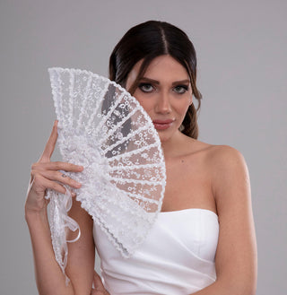 Elegant French Lace Hand Fan for Brides, Bridesmaids - Glamourous Grace