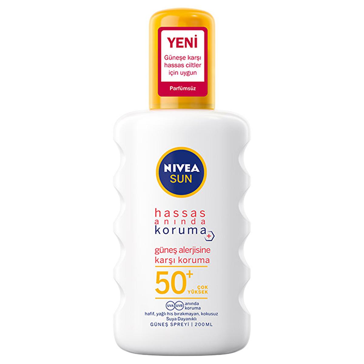 Nivea Sun SPF 50+ Sunscreen Spray for Sensitive Skin: UVA/UVB Protection, Fragrance-Free, Allergy-Friendly, Non-Greasy - Glamourous Grace