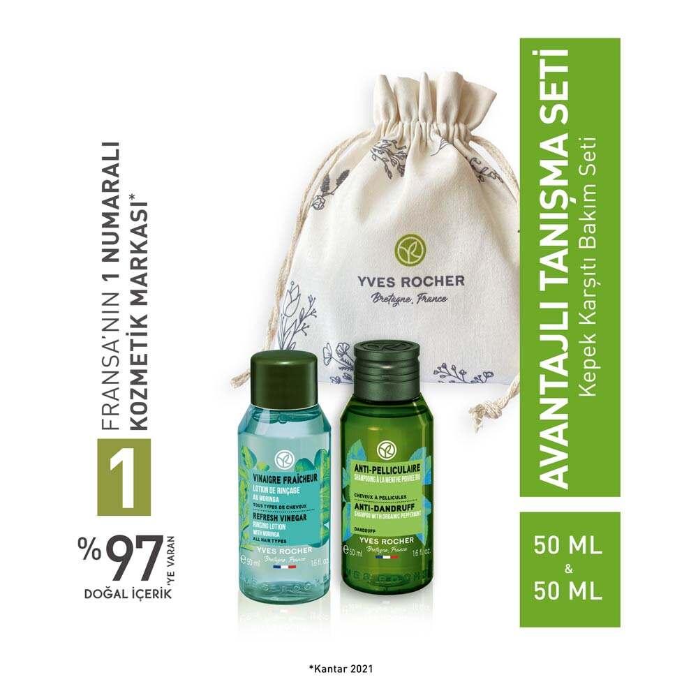 Yves Rocher Hair Care Set for Dandruff - Trial Size Prebiotic Shampoo & Detoxifying Vinegar for Oily Hair - Glamourous Grace