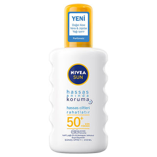 Nivea Sun SPF 50+ Sensitive Immediate Protection Sunscreen Spray: Fragrance-Free, High UVA/UVB Defense for Delicate Skin - Water Resistant - Glamourous Grace