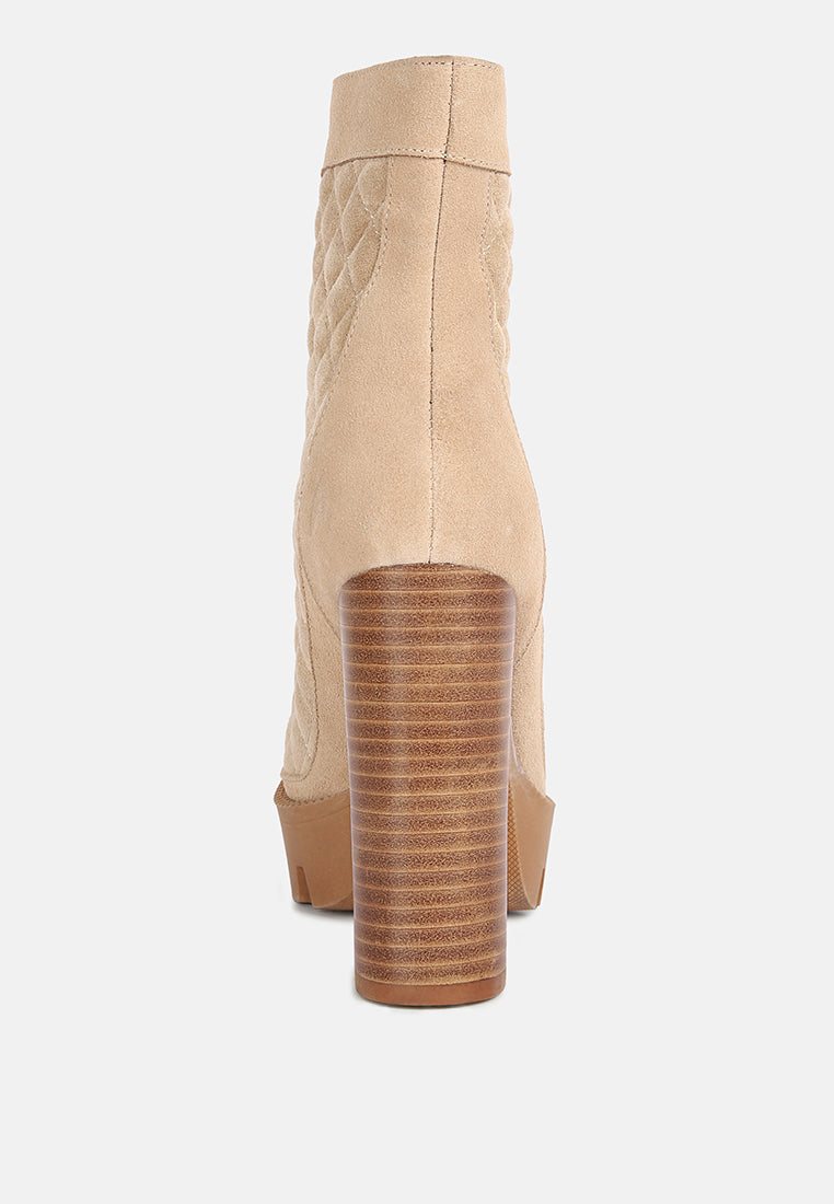 Yoko Fine Suede Quilted Ankle Boots - Glamourous Grace