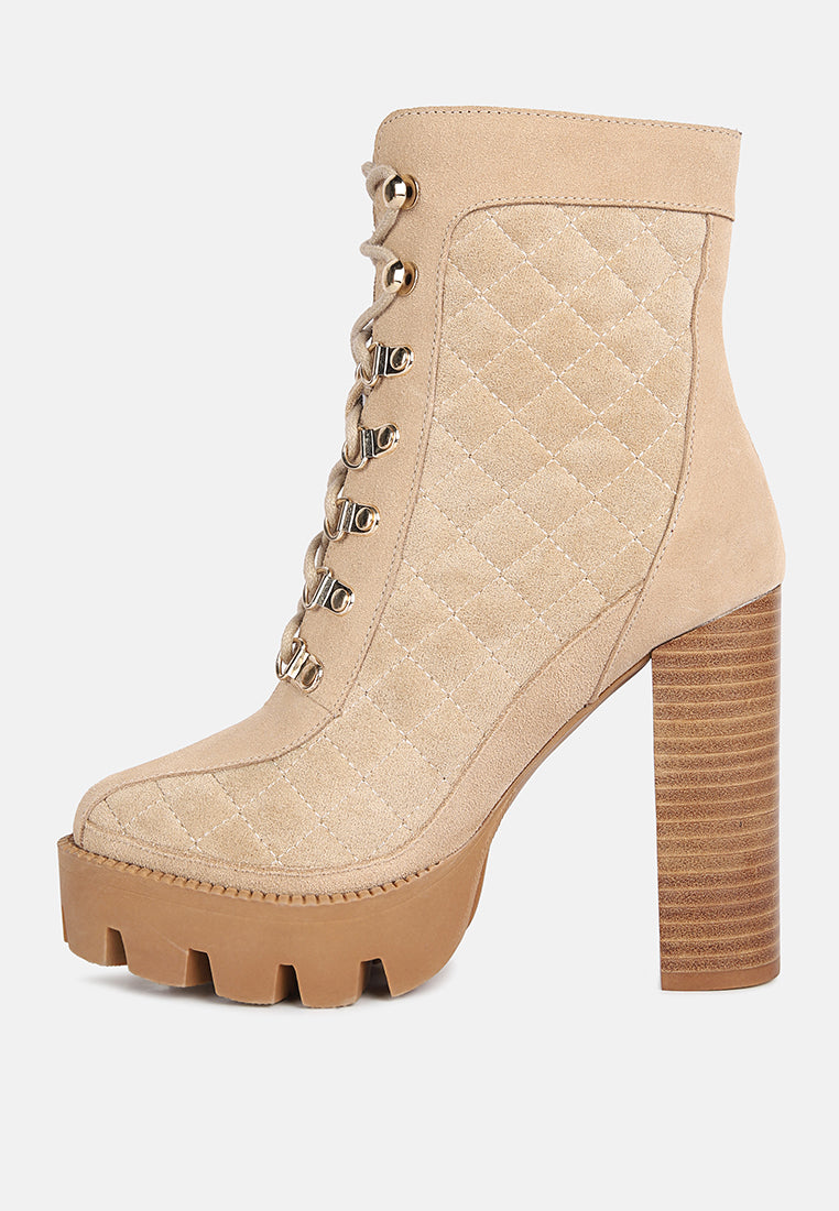 Yoko Fine Suede Quilted Ankle Boots - Glamourous Grace