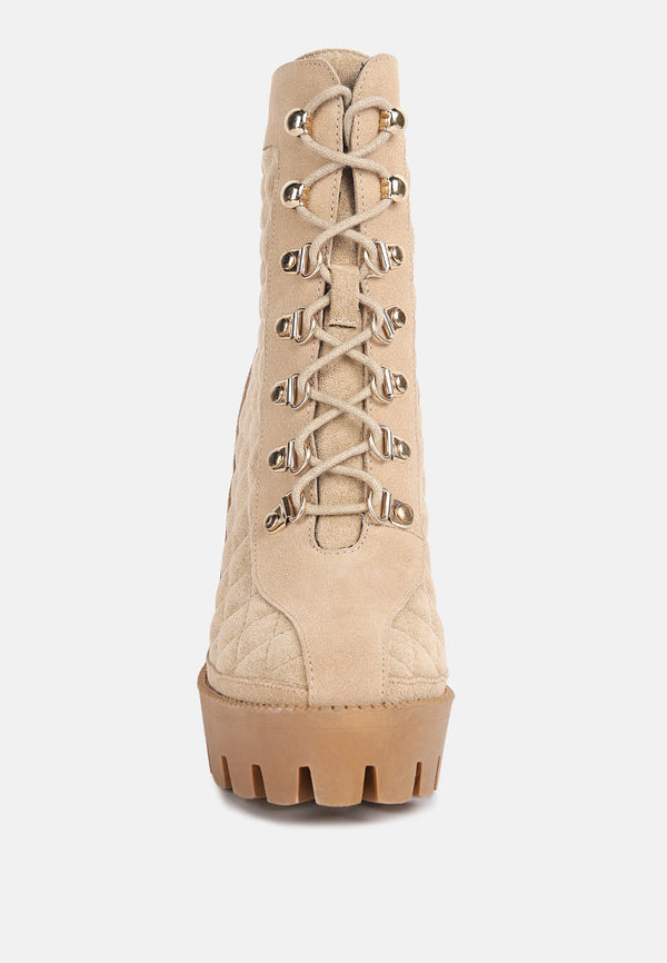 Yoko Fine Suede Quilted Ankle Boots - Glamourous Grace