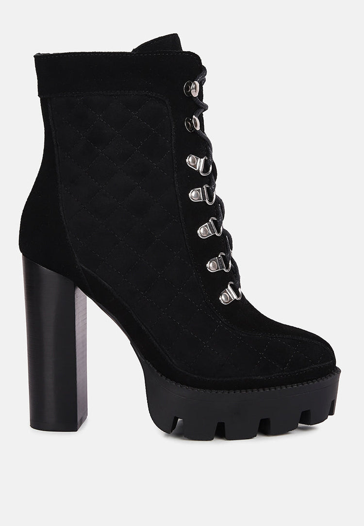 Yoko Fine Suede Quilted Ankle Boots - Glamourous Grace