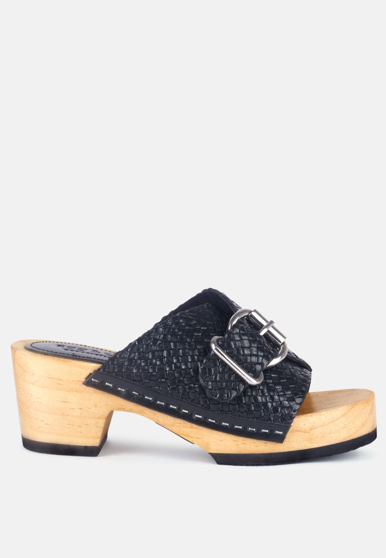 Yoruba Braided Leather Buckled Slide Clogs - Glamourous Grace
