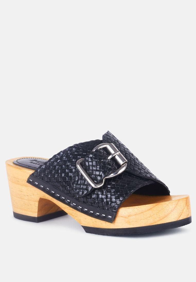 Yoruba Braided Leather Buckled Slide Clogs - Glamourous Grace
