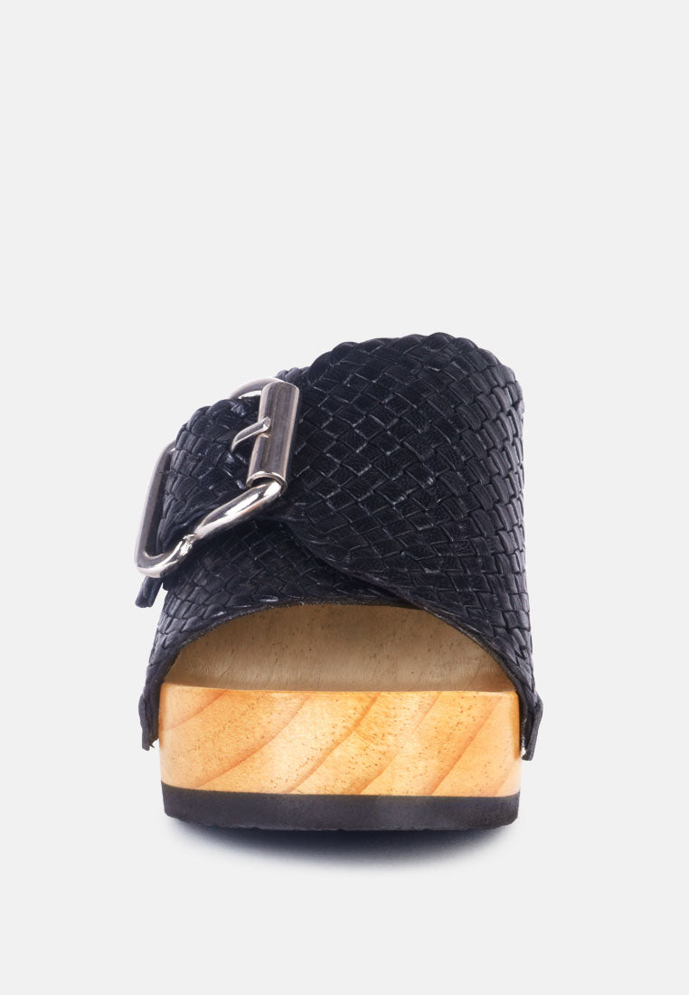 Yoruba Braided Leather Buckled Slide Clogs - Glamourous Grace