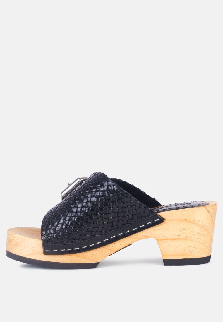 Yoruba Braided Leather Buckled Slide Clogs - Glamourous Grace