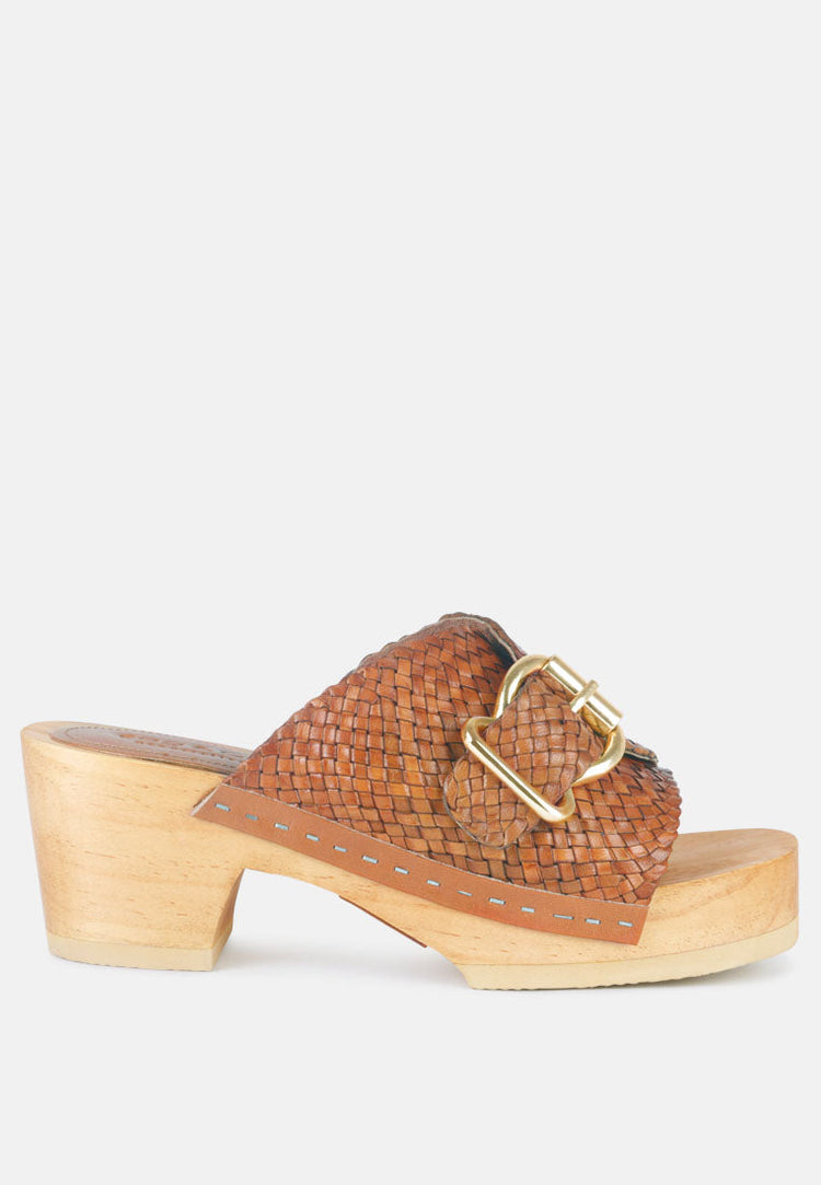Yoruba Braided Leather Buckled Slide Clogs