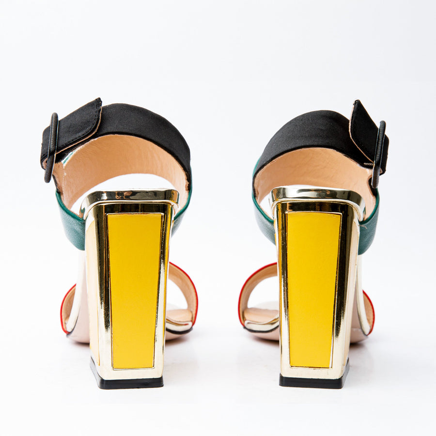 The Niger Block Heel Multicolor Leather Women Sandal - Glamourous Grace