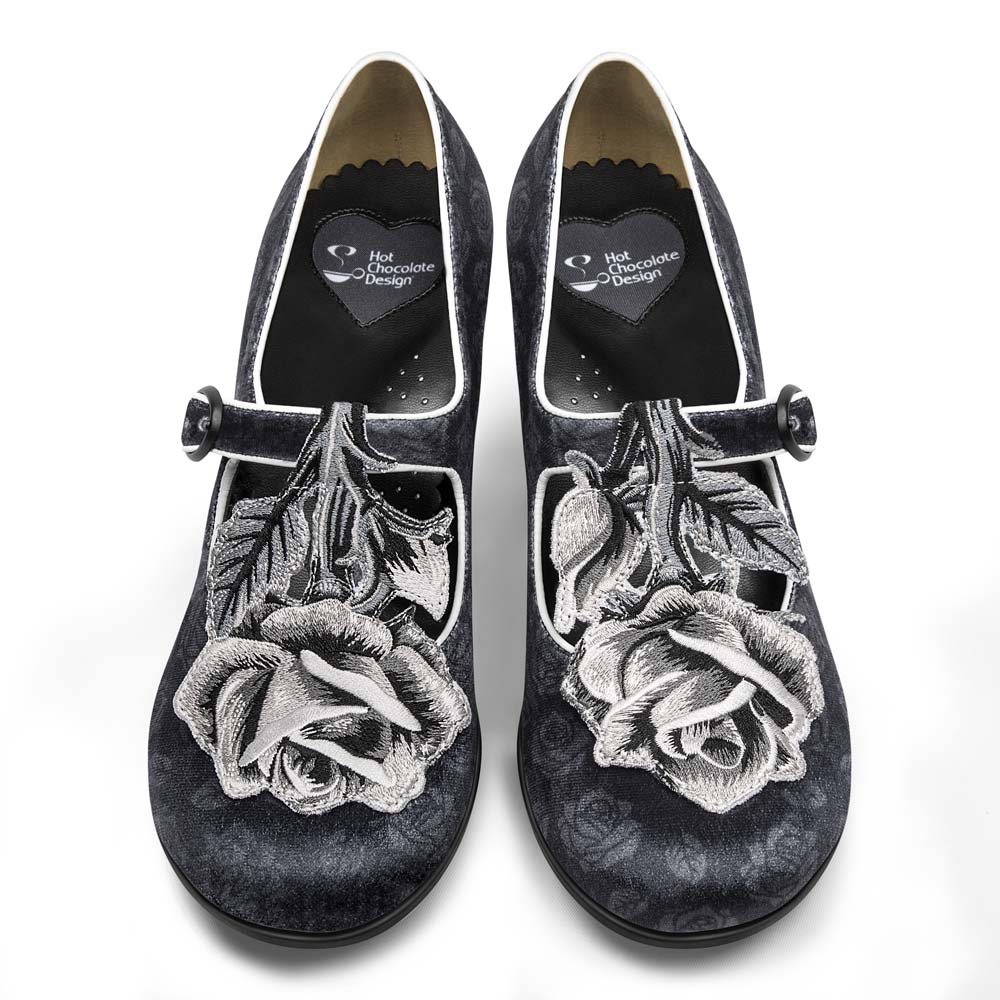Black Tudor Women's Mary Jane Mid Heels - Glamourous Grace