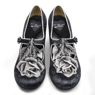 Black Tudor Women's Mary Jane Mid Heels