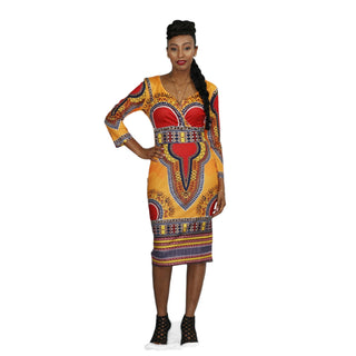 African Print Dashiki Midi Dress
