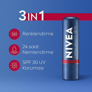 NIVEA Tinted Lip Care Balm with SPF30 UV Protection - Moisturizing, Natural Ingredients, 3-in-1 Formula - Glamourous Grace