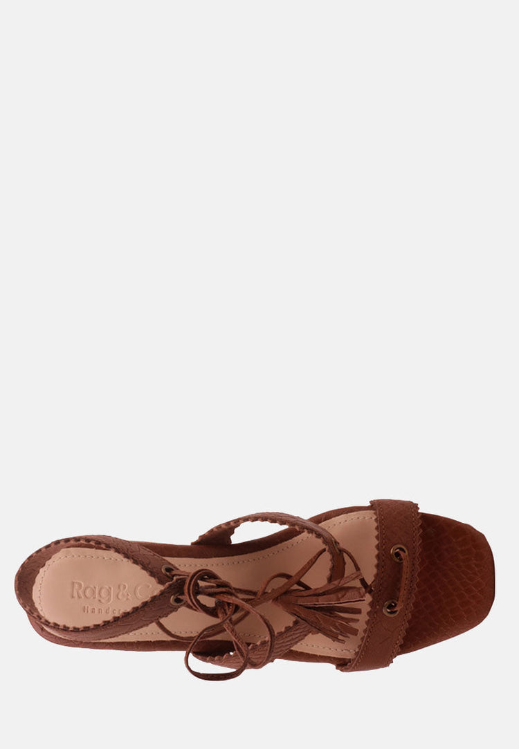 Zena Croc Texture Leather Sandal