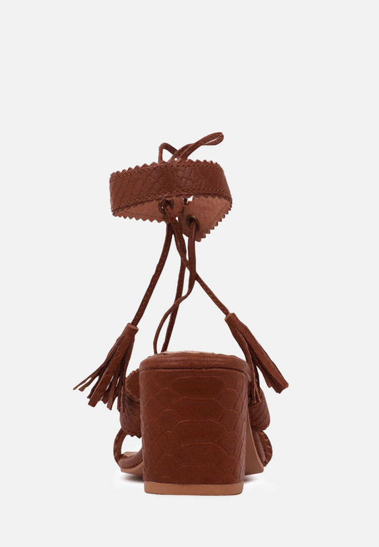 Zena Croc Texture Leather Sandal