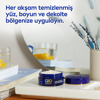 Nivea Q10 Energy Night Cream with Vitamin C - Anti-Aging, Moisturizing Night Care for All Skin Types - Glamourous Grace