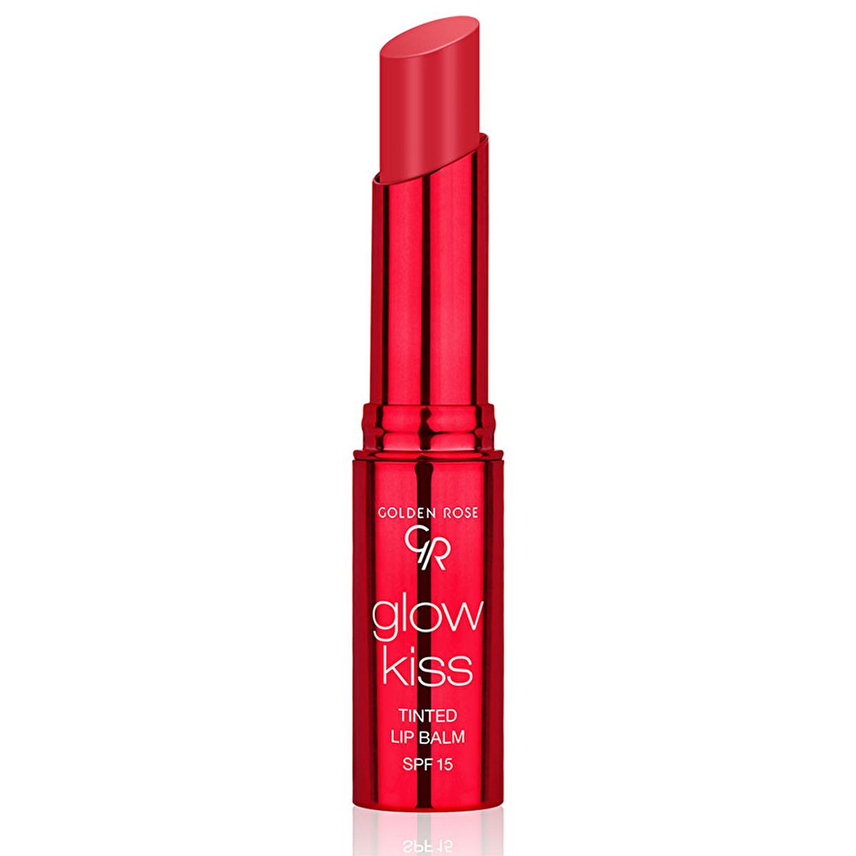 Golden Rose Glow Kiss Strawberry Tinted Lip Balm: SPF 15, Shea Butter, Hyaluronic Acid - Vegan Moisturizing & Sun Protection, Natural Lip Color - Glamourous Grace