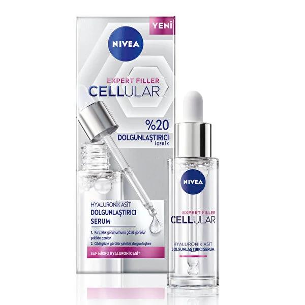 Nivea Anti-Aging Serum with Hyaluronic Acid - Cellular Expert Filler Plumping Serum for Wrinkle Reduction, 1.01 fl oz - Glamourous Grace