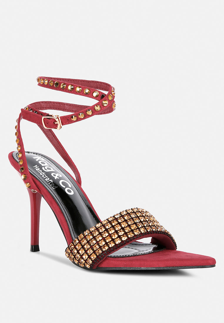 Zurin Black High Heeled Diamante Sandals - Glamourous Grace