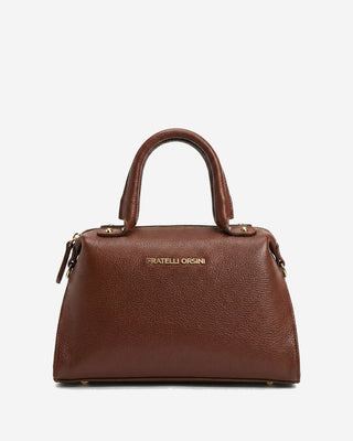 Zita (brown) - Italian calf leather women's handbag (with shoulder strap) - Glamourous Grace