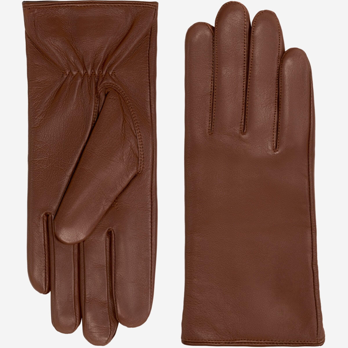 Zoey (brown) – Sheepskin leather gloves with warm wool/cashmere lining & touchscreen function - Glamourous Grace