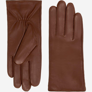 Zoey (brown) – Sheepskin leather gloves with warm wool/cashmere lining & touchscreen function - Glamourous Grace