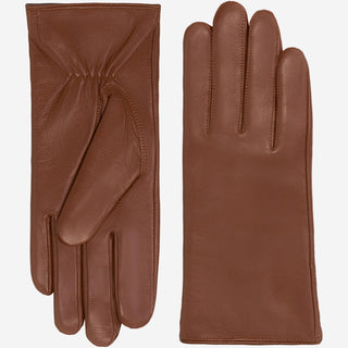 Zoey (cognac) – Sheepskin leather gloves with warm wool/cashmere lining & touchscreen function - Glamourous Grace