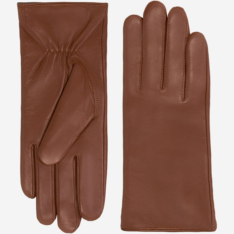 Zoey (cognac) – Sheepskin leather gloves with warm wool/cashmere lining & touchscreen function - Glamourous Grace